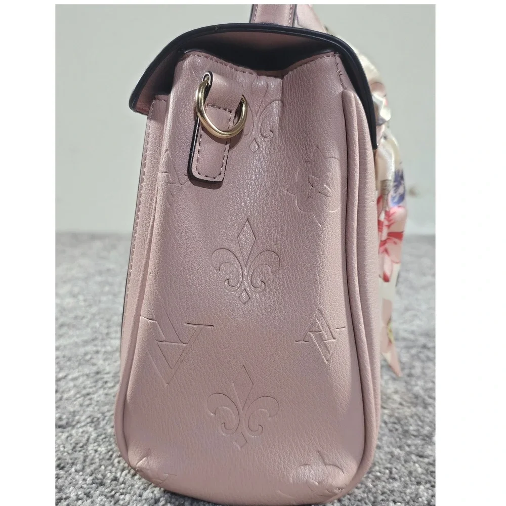 Adrienne Vittadini Satchel Womens Medium Embossed Fleur-de-Lis Top Handle Bag